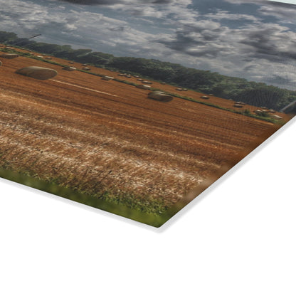 U R There Photography Haybale Heaven Rustic Farmhouse Tempered-Glass Cutting Board