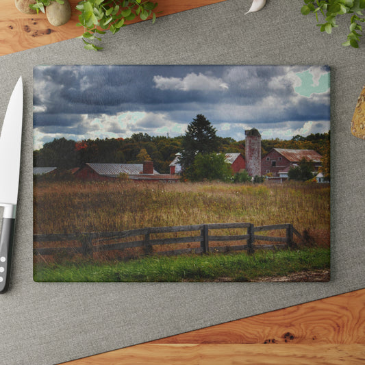 U R There Photography Baldwin Road Farm Rustic Farmhouse Tempered-Glass Cutting Board