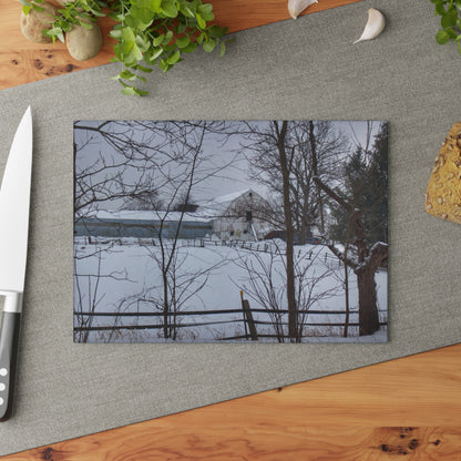U R There Photography Oakwood Hidden White Rustic Farmhouse Tempered-Glass Cutting Board