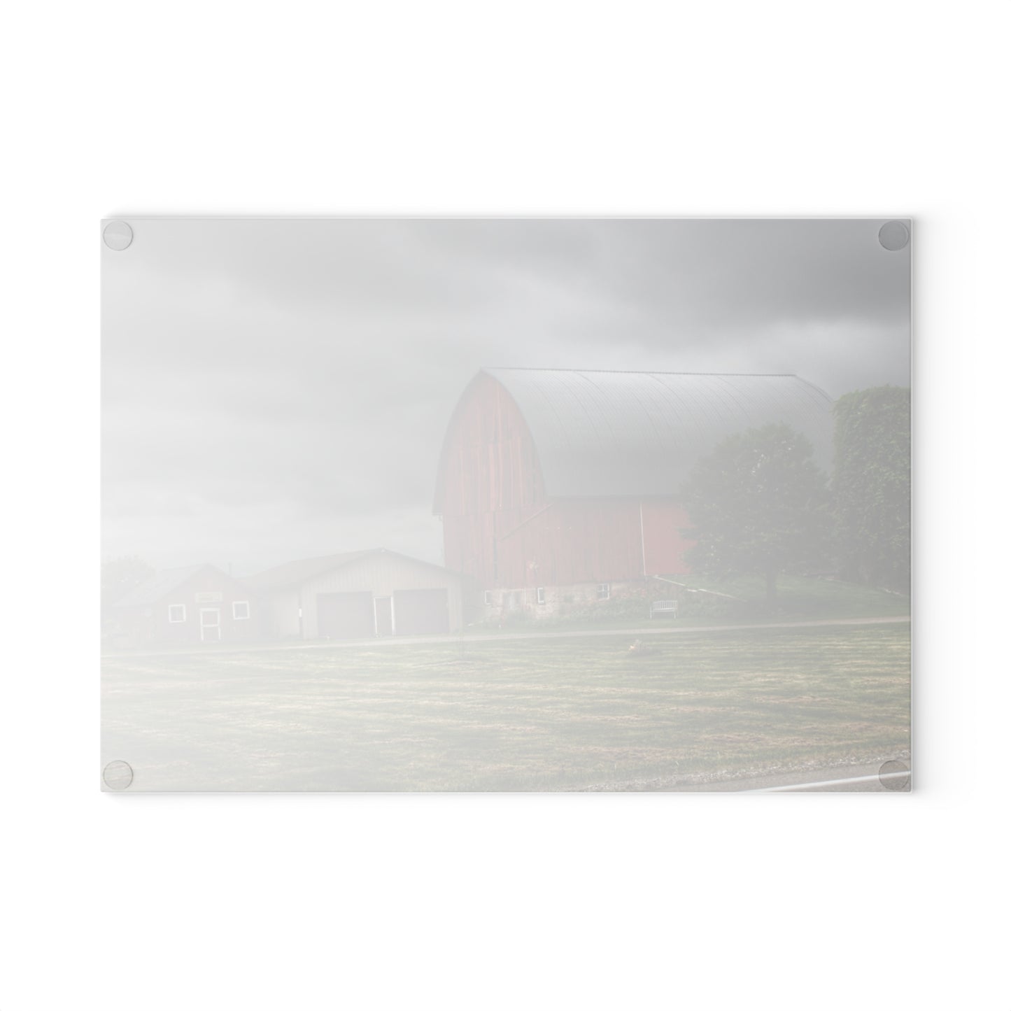 U R There Photography M-24 Country Bench Barn Rustic Farmhouse Tempered-Glass Cutting Board