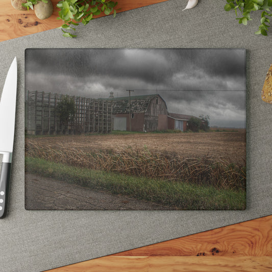 U R There Photography Weaver Road Brown I Rustic Farmhouse Tempered-Glass Cutting Board