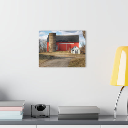 U R There Photography Mayville Road Red and Silo Rustic Farmhouse Acrylic Wall Print