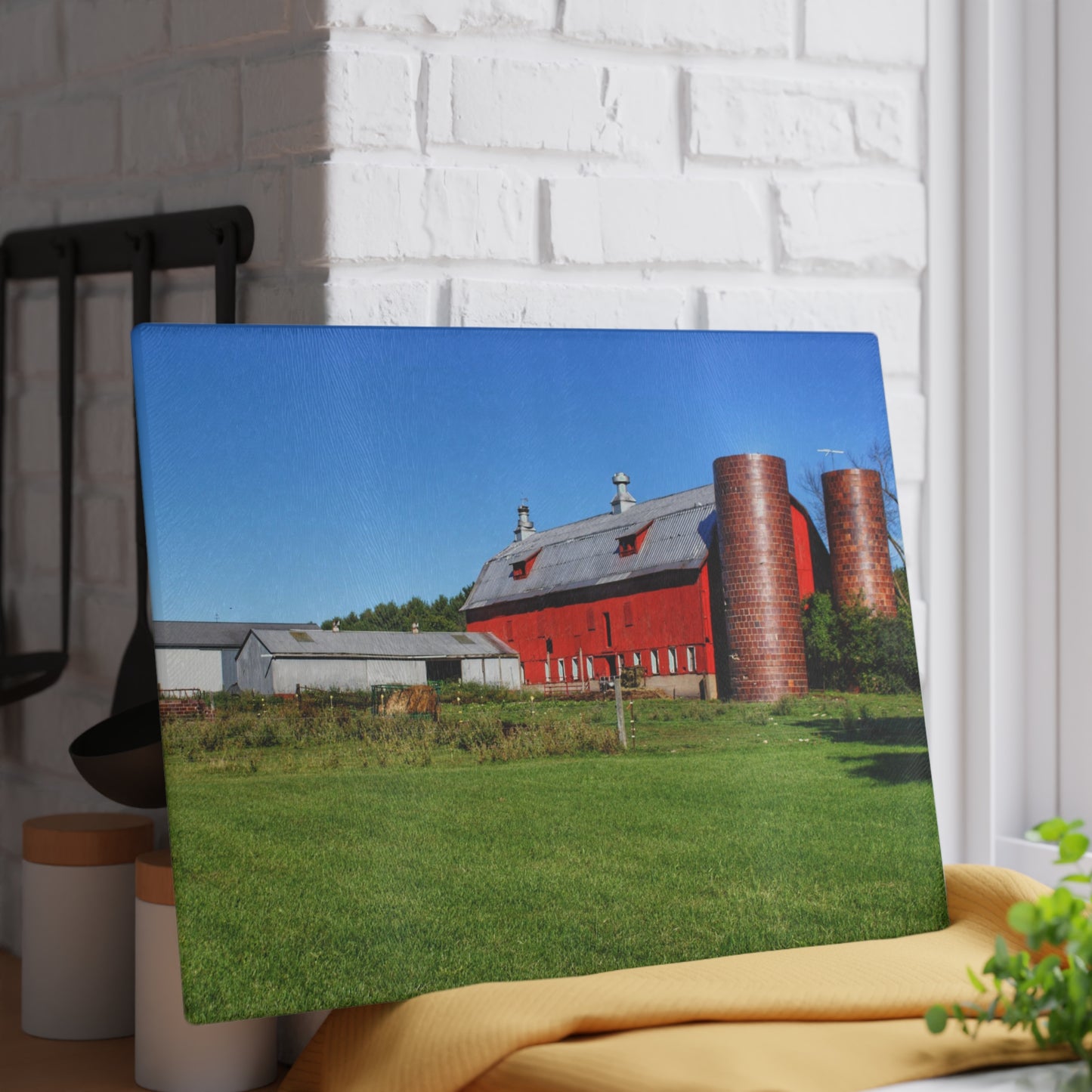 U R There Photography Baldwin Red II Rustic Farmhouse Tempered-Glass Cutting Board