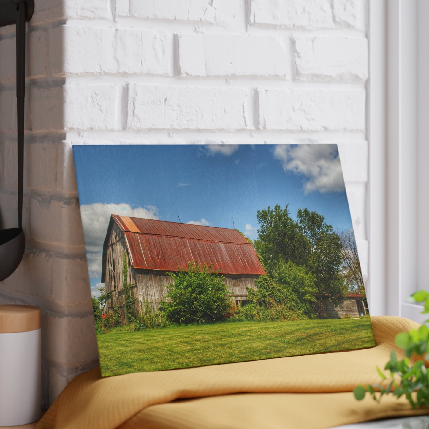 U R There Photography Grey Road Rusted II Rustic Farmhouse Tempered-Glass Cutting Board