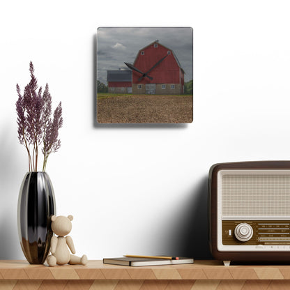 U R There Photography Cade Road Red I Rustic Farmhouse Acrylic Analog Wall Clock