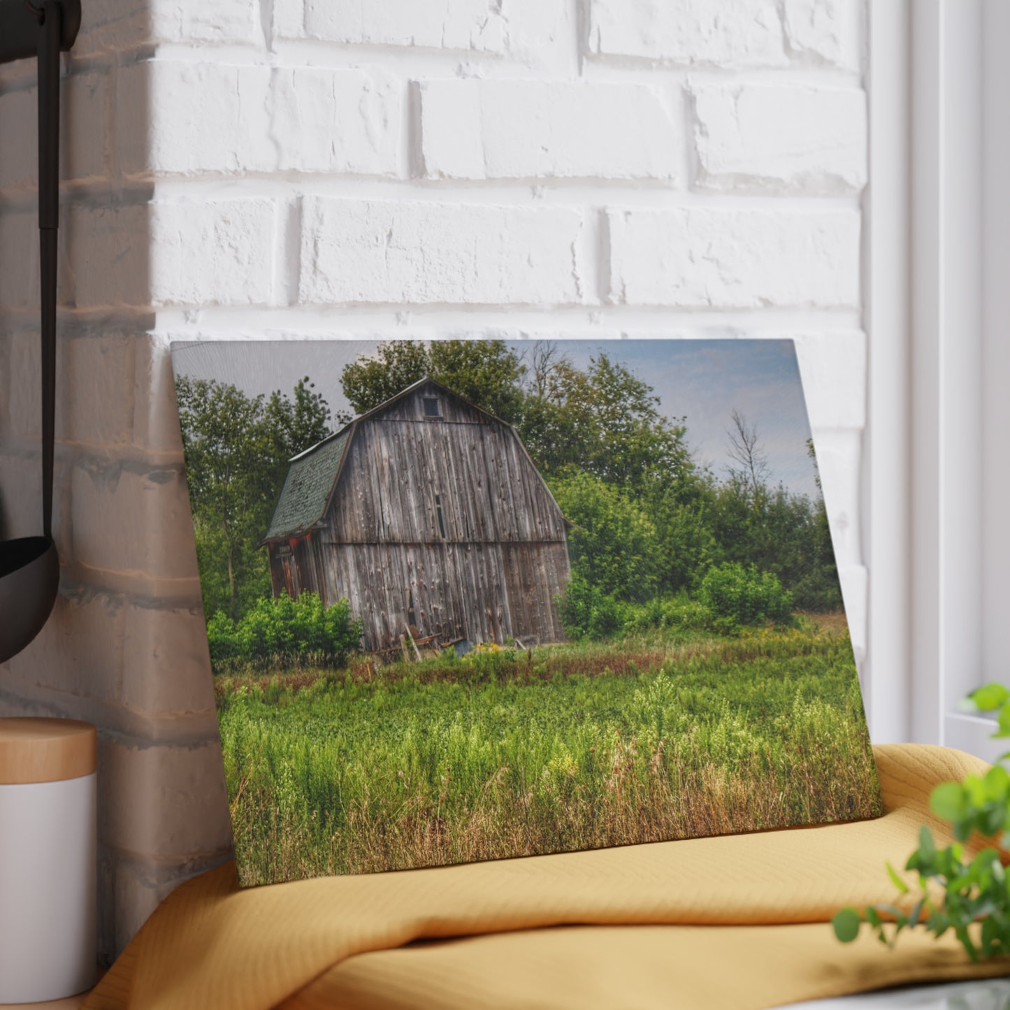 U R There Photography Frankford Road Grey Rustic Farmhouse Tempered-Glass Cutting Board