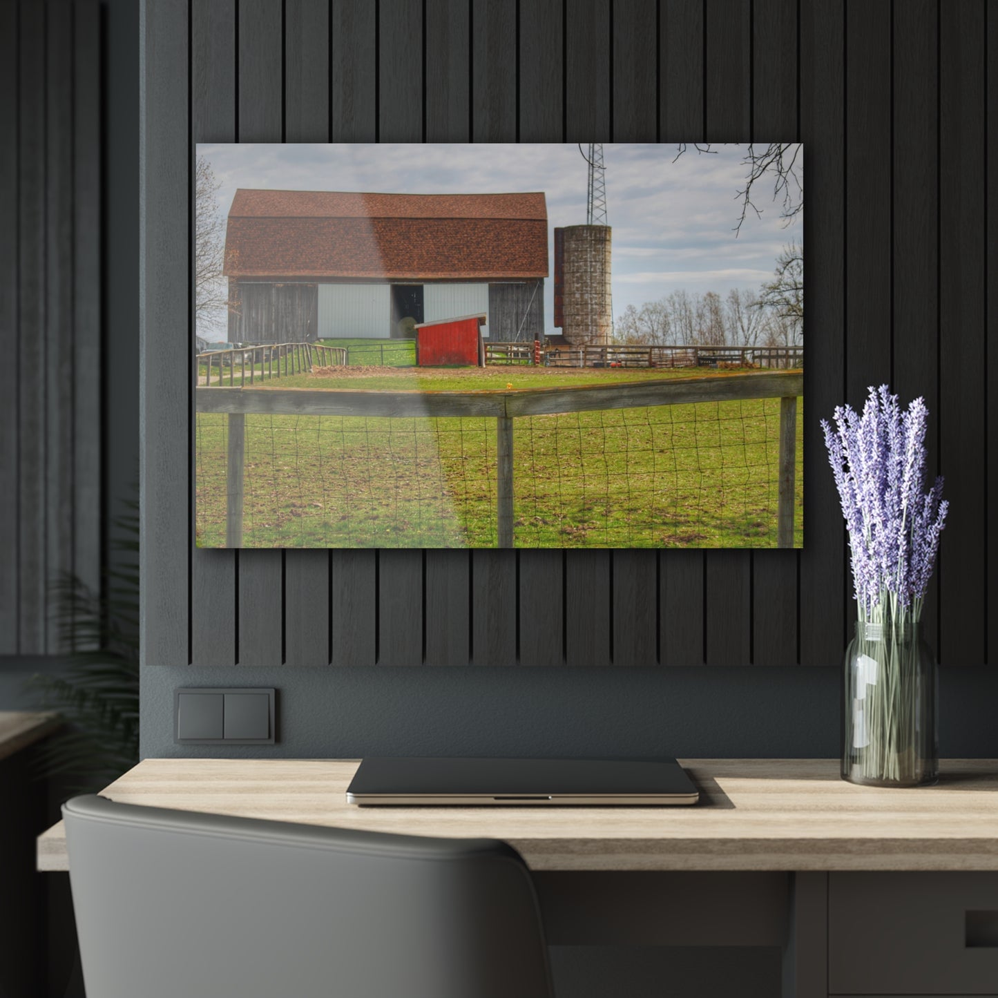 U R There Photography North Vassar Road Grey Rustic Farmhouse Acrylic Wall Print