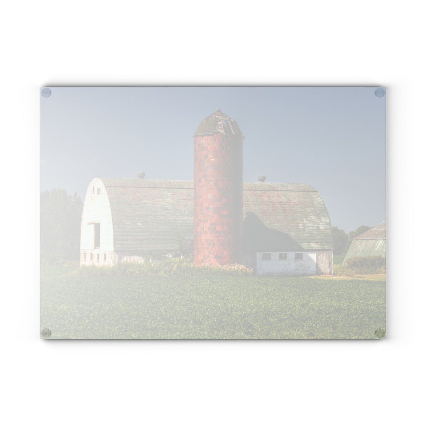 U R There Photography Elba White and Silo Rustic Farmhouse Tempered-Glass Cutting Board