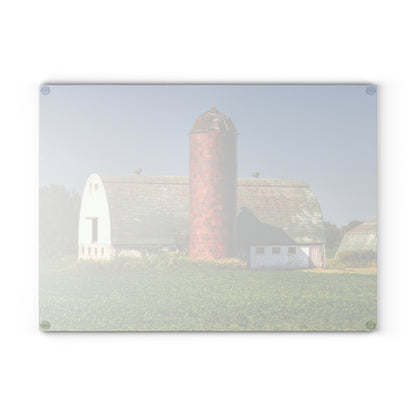 U R There Photography Elba White and Silo Rustic Farmhouse Tempered-Glass Cutting Board