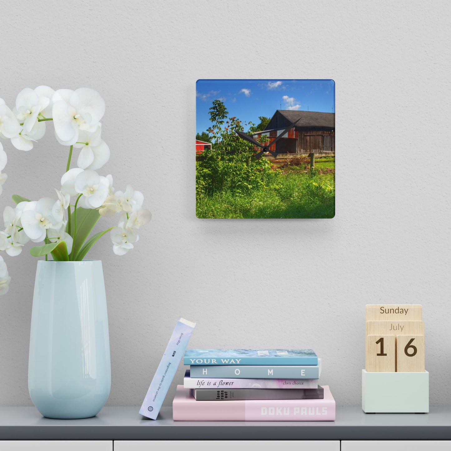 U R There Photography Beyond the Fence on Hunters Creek Rustic Farmhouse Acrylic Analog Wall Clock