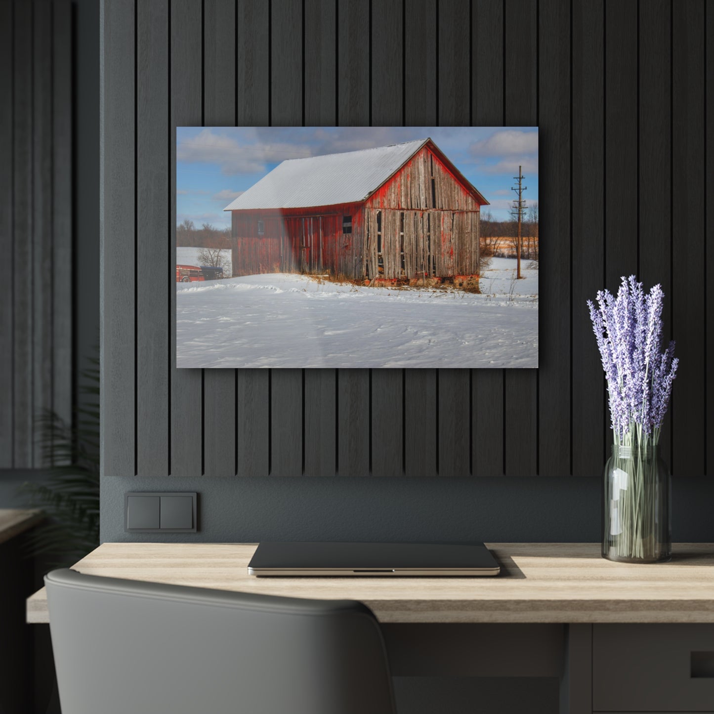 U R There Photography Barnes Road Little Red I Rustic Farmhouse Acrylic Wall Print