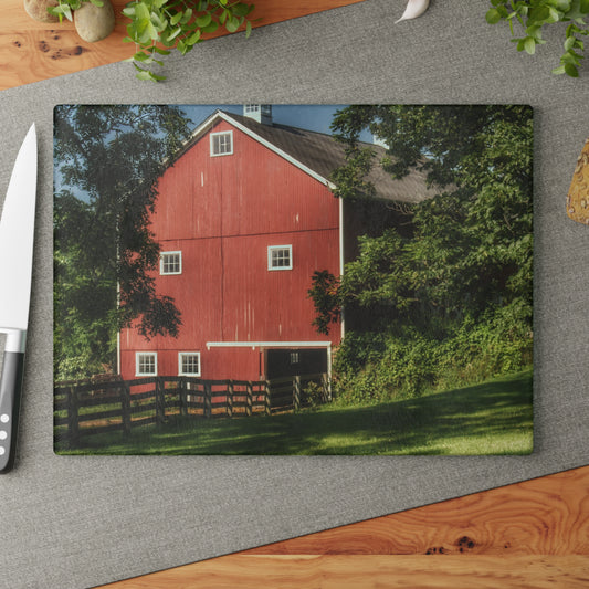 U R There Photography Oxford Red Rustic Farmhouse Tempered-Glass Cutting Board