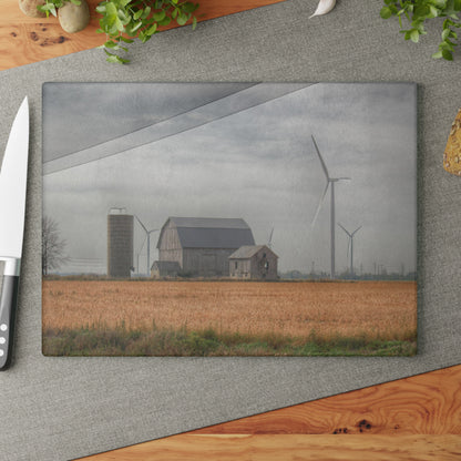 U R There Photography Pinabog Greys Rustic Farmhouse Tempered-Glass Cutting Board