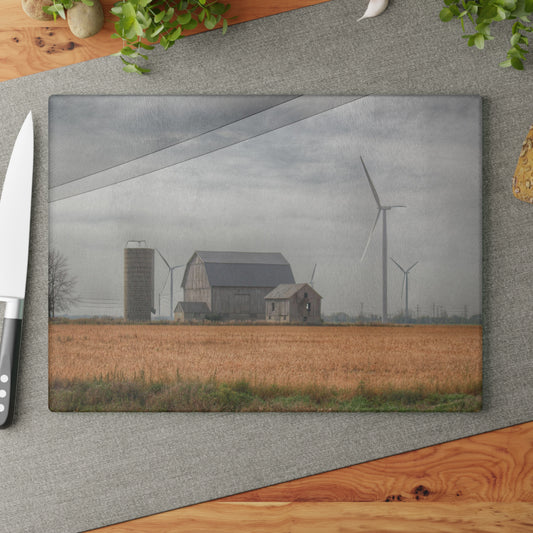U R There Photography Pinabog Greys Rustic Farmhouse Tempered-Glass Cutting Board