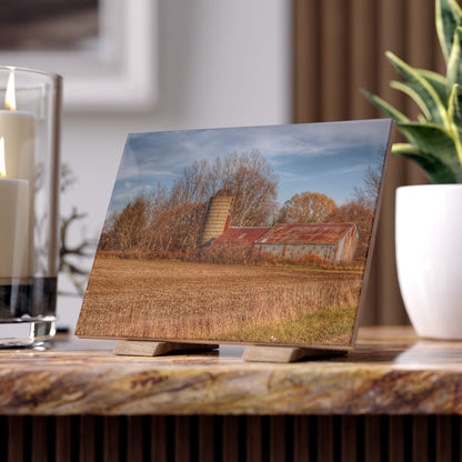 U R There Photography Brief Road Blue Rustic Farmhouse Decorative Ceramic Tile 6" × 8" Glossy