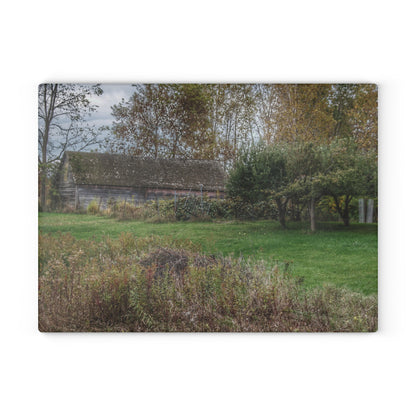 U R There Photography Grey Shack of Elmwood Rustic Farmhouse Tempered-Glass Cutting Board