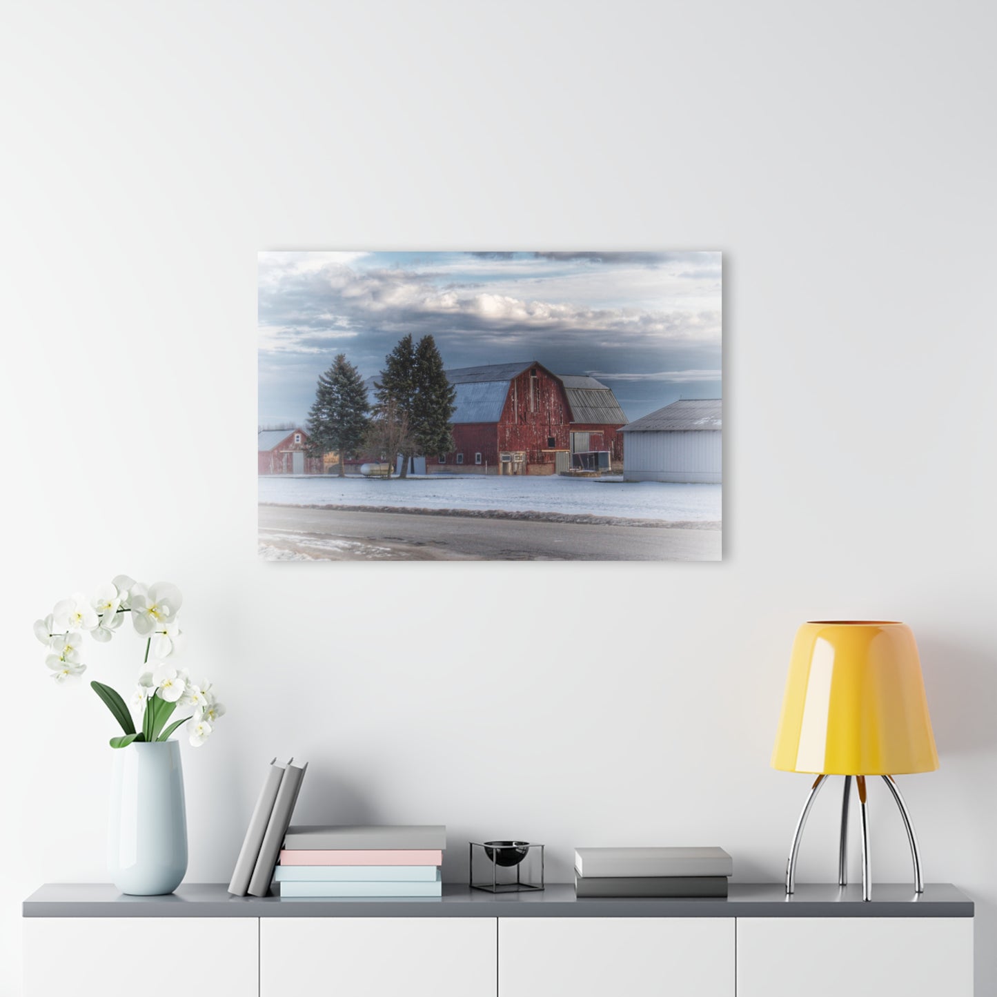 U R There Photography Glover Road Red Rustic Farmhouse Acrylic Wall Print