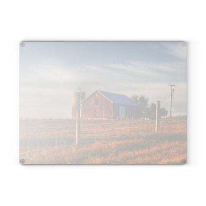 U R There Photography North Lake Pleasant Little Red II Rustic Farmhouse Tempered-Glass Cutting Board
