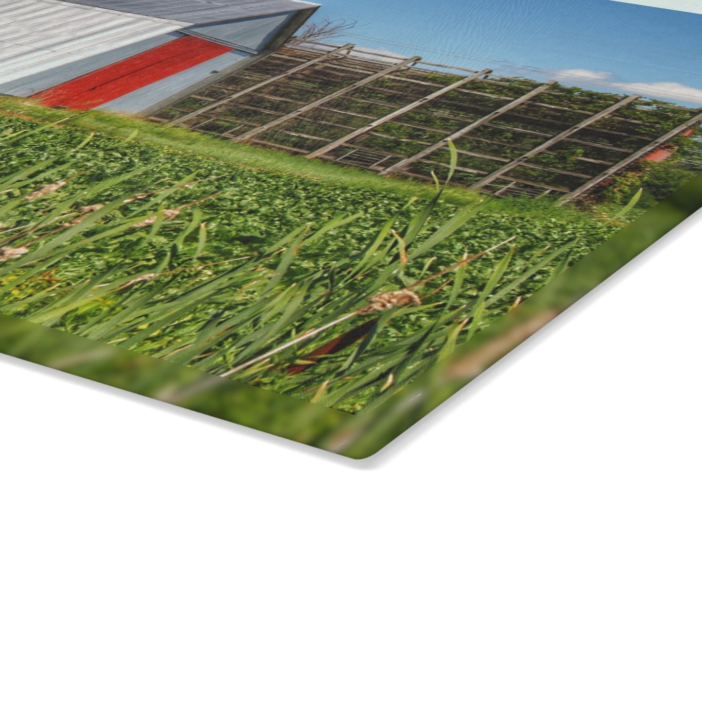 U R There Photography Montrose Farm II Rustic Farmhouse Tempered-Glass Cutting Board