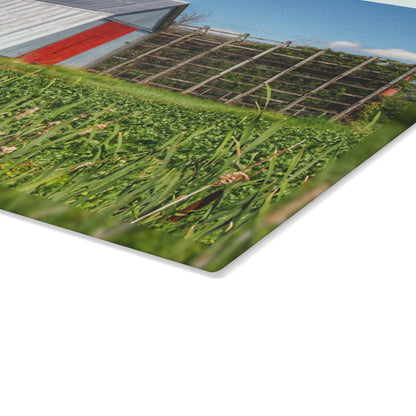 U R There Photography Montrose Farm II Rustic Farmhouse Tempered-Glass Cutting Board