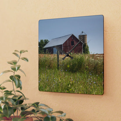 U R There Photography North Lake Pleasant Little Red I Rustic Farmhouse Acrylic Analog Wall Clock