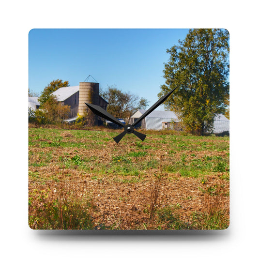 Freiberger Road Greys Rustic Farmhouse Acrylic Analog Wall Clock 10.75'' × 10.75'' (Square)