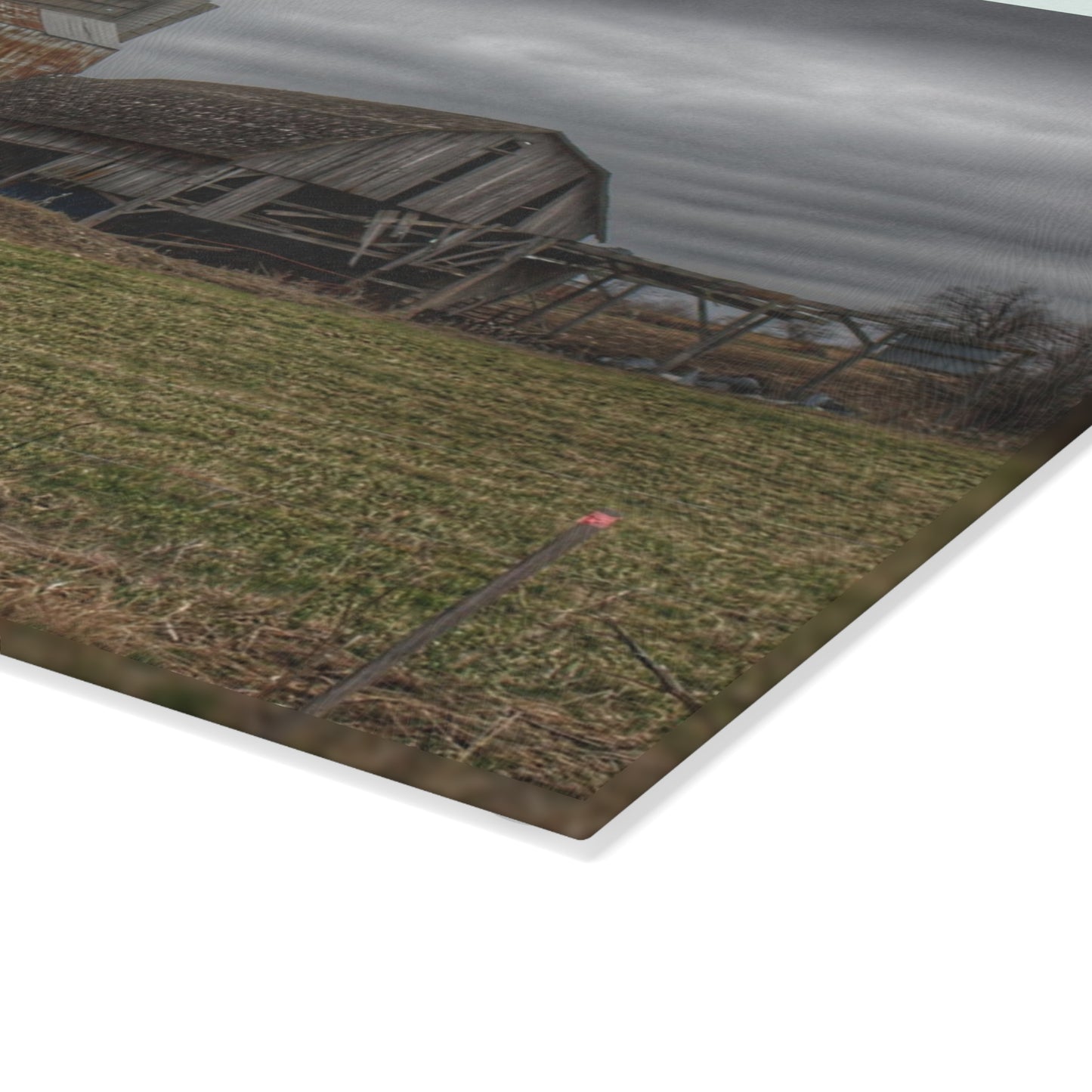 U R There Photography Dodge Road Grey II Rustic Farmhouse Tempered-Glass Cutting Board