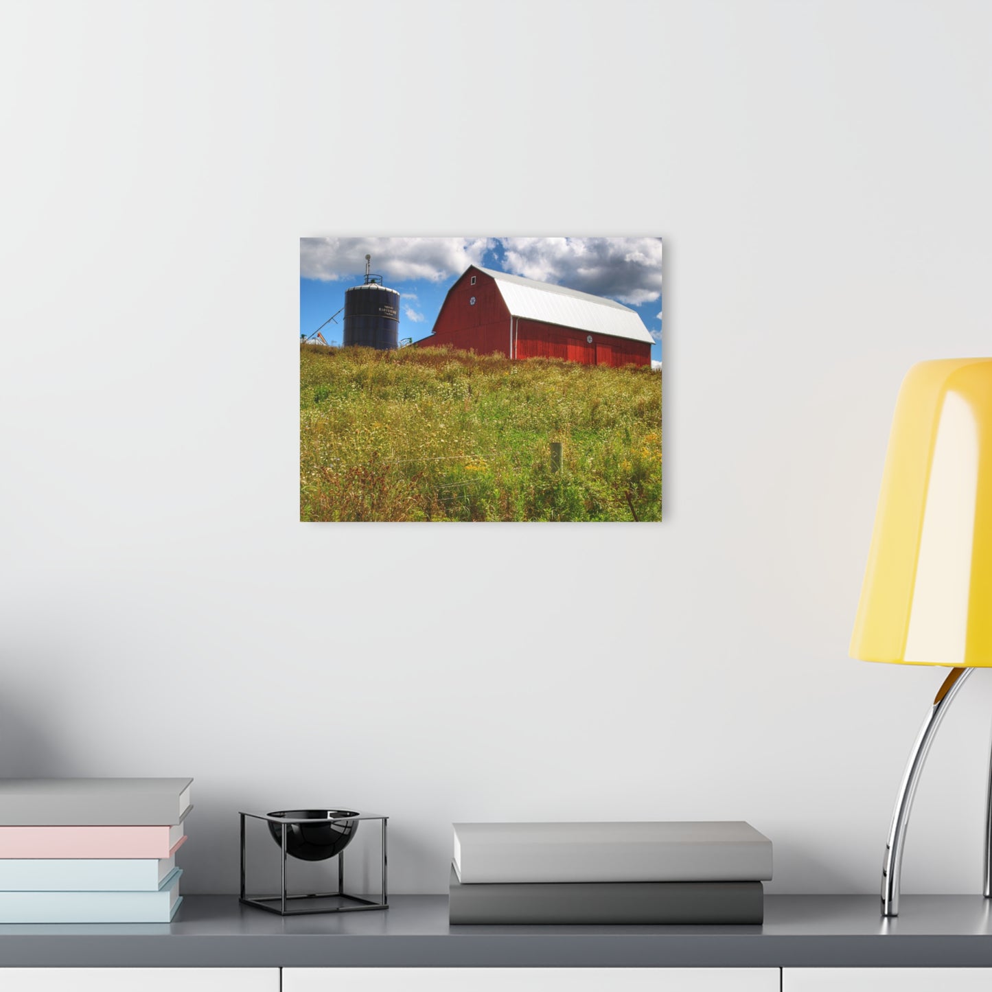 U R There Photography South Henderson Road Hilltop Red I Rustic Farmhouse Acrylic Wall Print