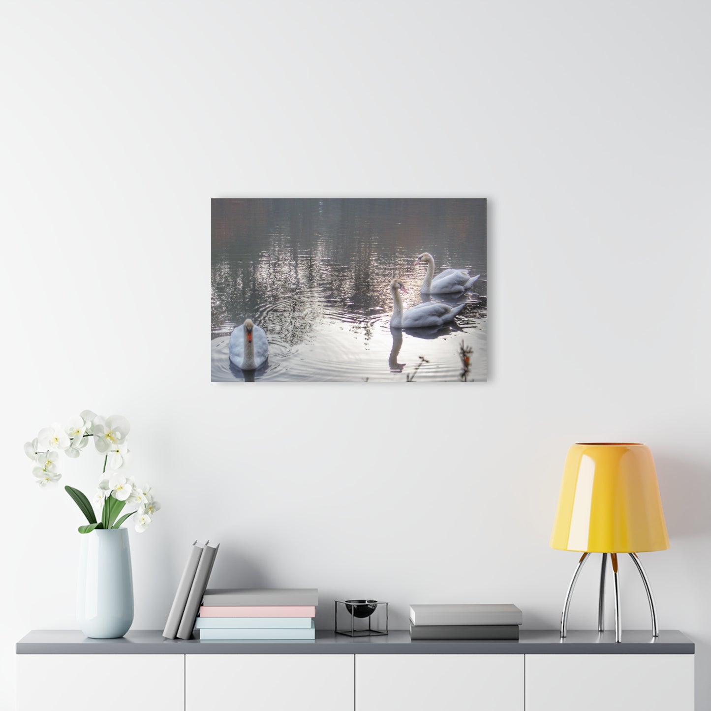 U R There Photography Swans of Duck Lake II Rustic Farmhouse Acrylic Wall Print