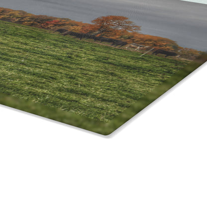 U R There Photography Oak Cows Rustic Farmhouse Tempered-Glass Cutting Board 8"x 11"