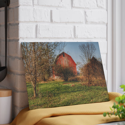 U R There Photography Columbiaville Red in November Rustic Farmhouse Tempered-Glass Cutting Board