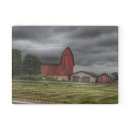 U R There Photography M-24 Country Bench Barn Rustic Farmhouse Tempered-Glass Cutting Board