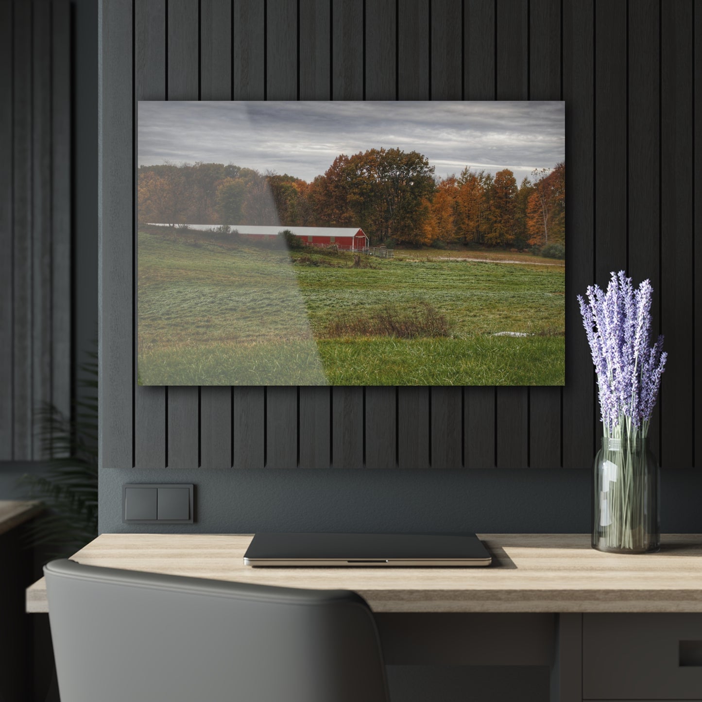 U R There Photography Bronson Lake Hidden Red I Rustic Farmhouse Acrylic Wall Print