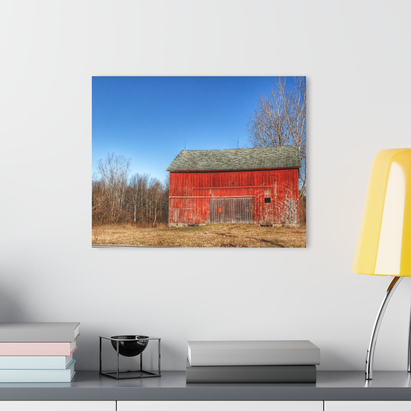 U R There Photography Vernor Road Red Rustic Farmhouse Acrylic Wall Print