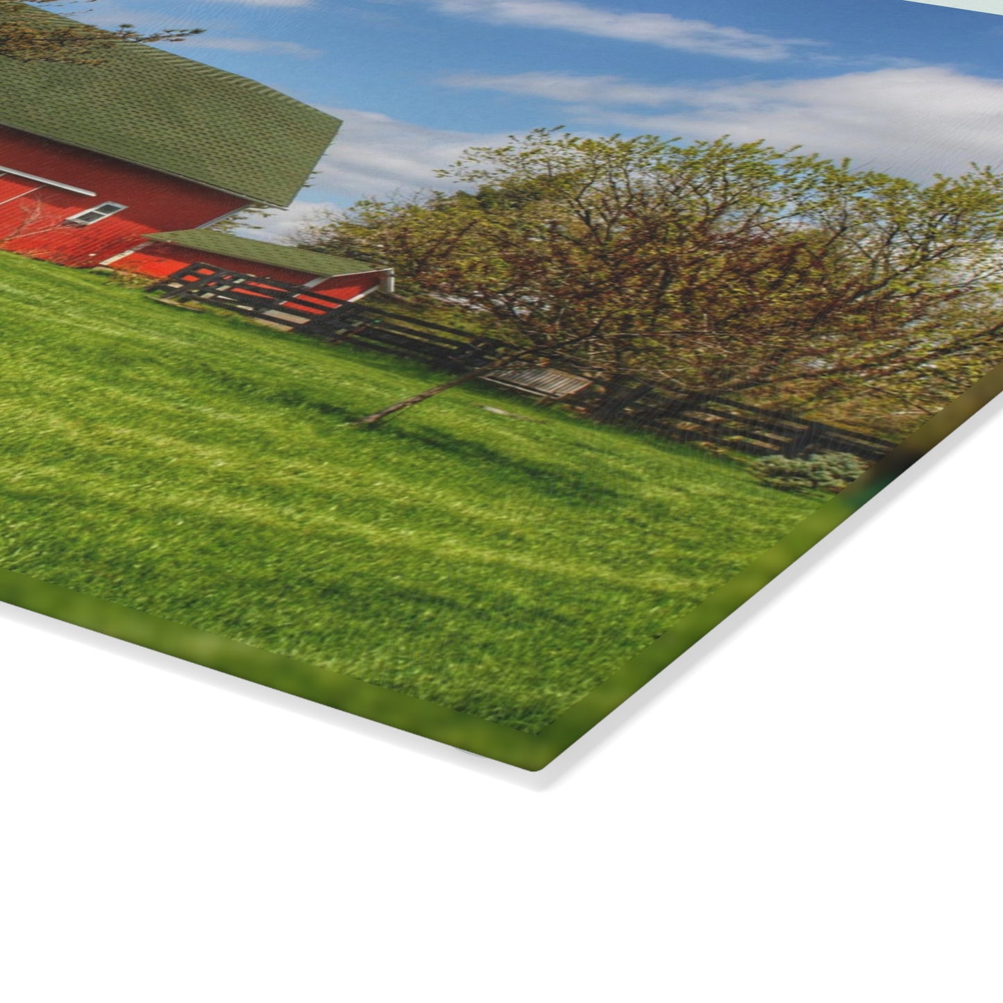 U R There Photography Barber Road Red Rustic Farmhouse Tempered-Glass Cutting Board