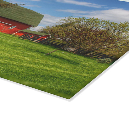 U R There Photography Barber Road Red Rustic Farmhouse Tempered-Glass Cutting Board