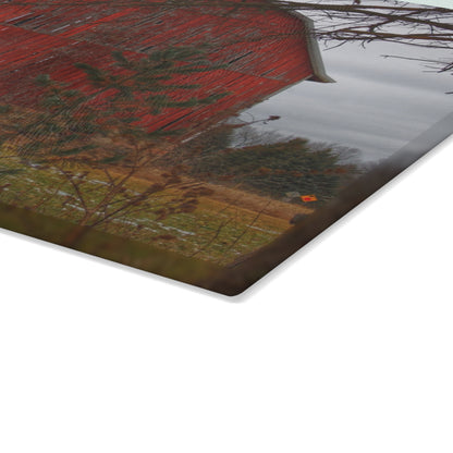 U R There Photography Johnsonmill Road Hidden Red Rustic Farmhouse Tempered-Glass Cutting Board