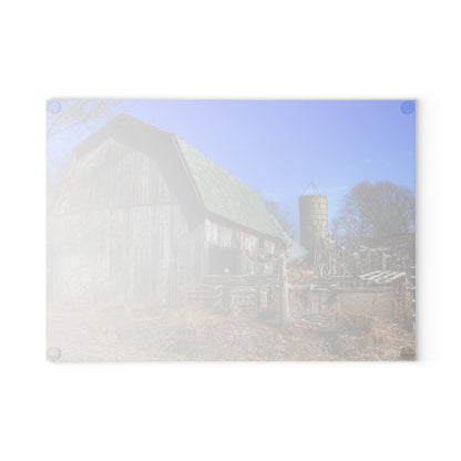 U R There Photography Romeo Plank Road Forgotten Greys Rustic Farmhouse Tempered-Glass Cutting Board 8"x 11"