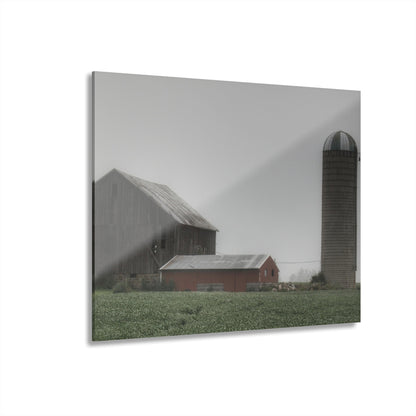U R There Photography Farm in the Fog Rustic Farmhouse Acrylic Wall Print