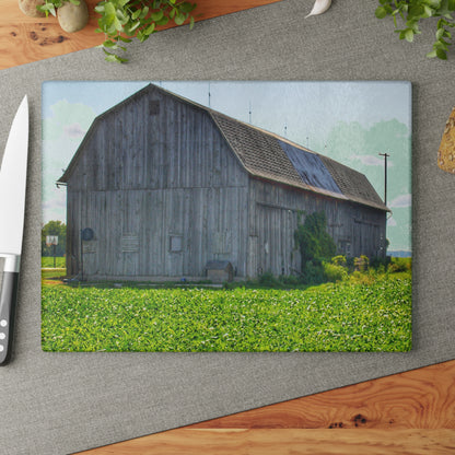 U R There Photography Morning Roadside Grey Rustic Farmhouse Tempered-Glass Cutting Board