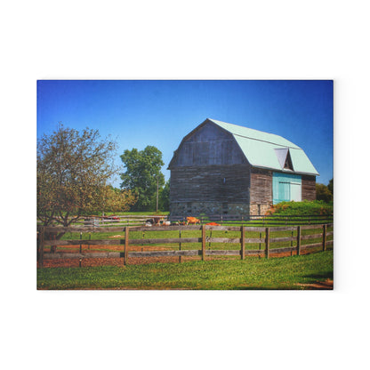 U R There Photography Harris Road Fieldstone Grey Rustic Farmhouse Tempered-Glass Cutting Board