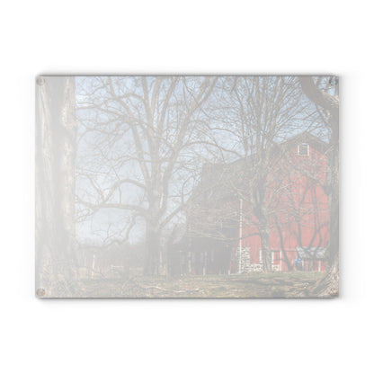 U R There Photography Hill Road Red Rustic Farmhouse Tempered-Glass Cutting Board