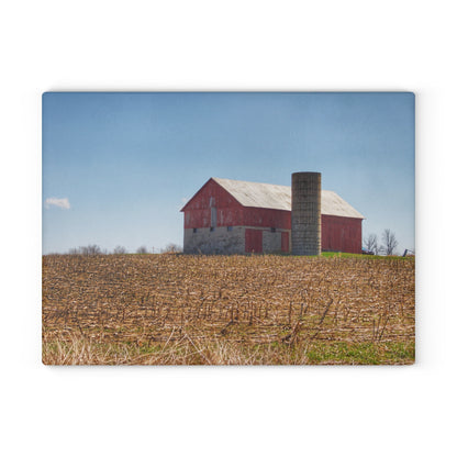 U R There Photography Lee Hill Road Block Red Rustic Farmhouse Tempered-Glass Cutting Board