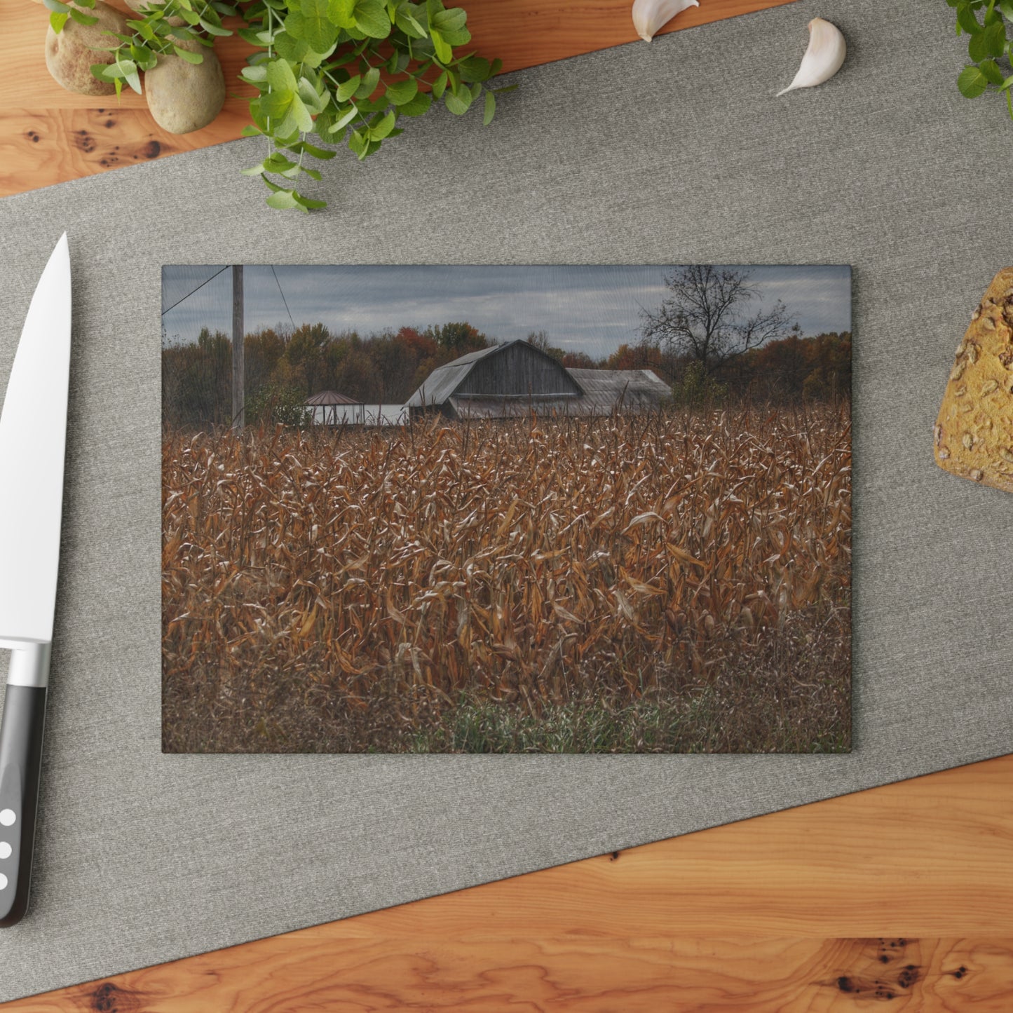 U R There Photography North State Road Grey Rustic Farmhouse Tempered-Glass Cutting Board 8"x 11"