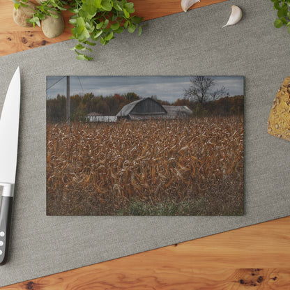 U R There Photography North State Road Grey Rustic Farmhouse Tempered-Glass Cutting Board 8"x 11"