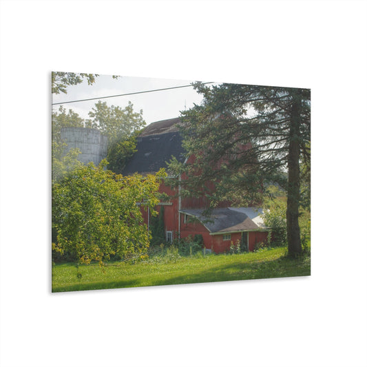 U R There Photography Grey Road Red Rustic Farmhouse Acrylic Wall Print
