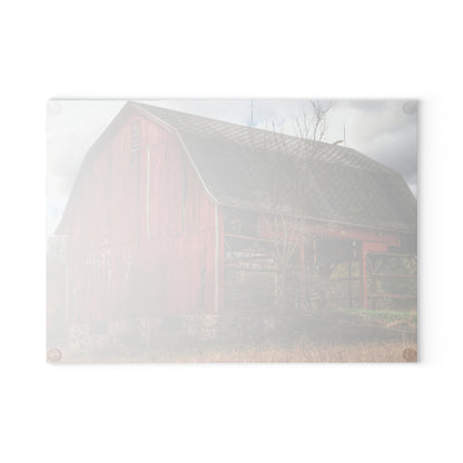 U R There Photography Laur Road Forgotten Red II Rustic Farmhouse Tempered-Glass Cutting Board