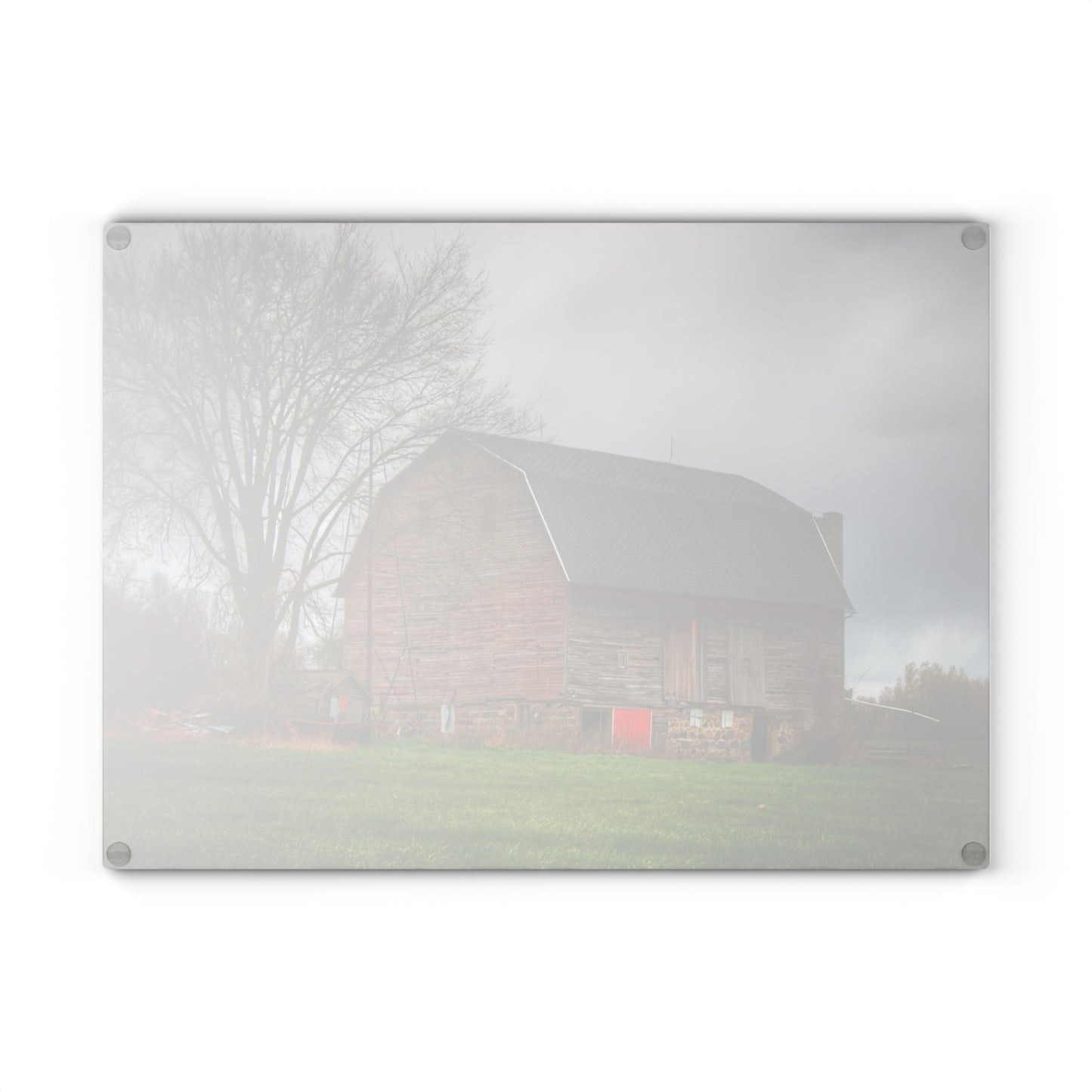 U R There Photography Ashley Drive Fieldstone Red Rustic Farmhouse Tempered-Glass Cutting Board