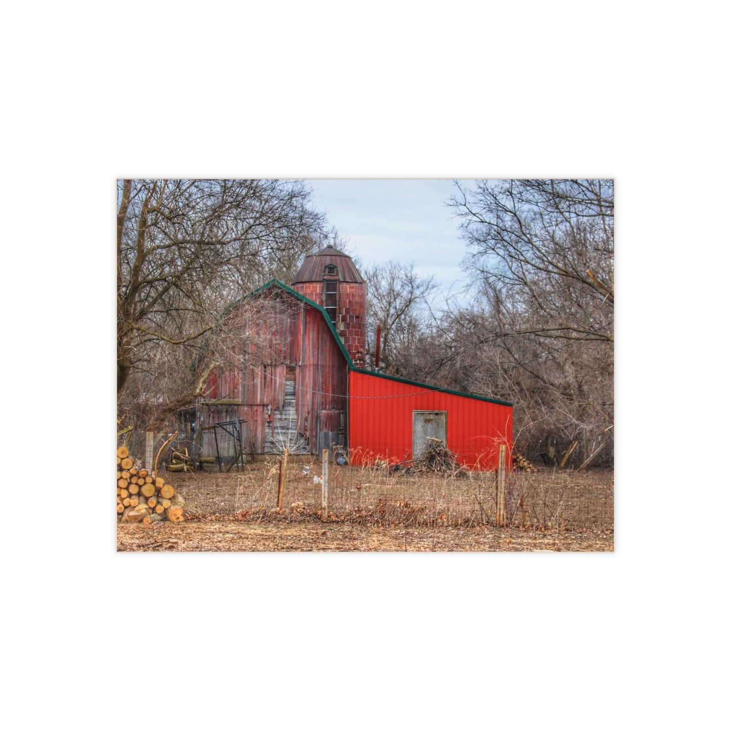 U R There Photography Bray Road Hidden Barnyard Red I Rustic Farmhouse Decorative Ceramic Tile