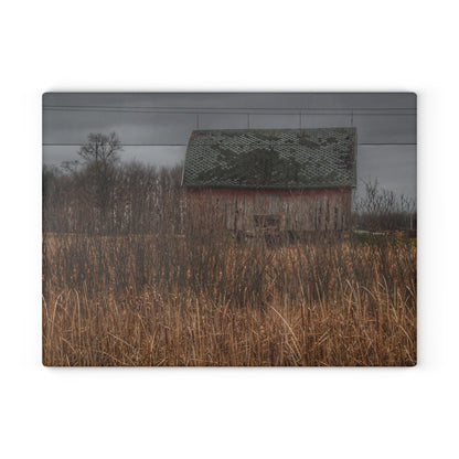 U R There Photography Brown Road Rustic Rustic Farmhouse Tempered-Glass Cutting Board